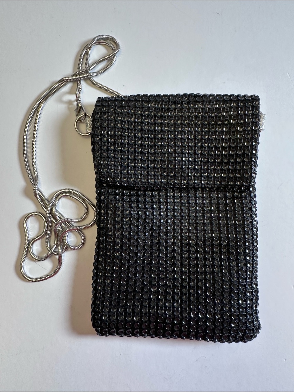 NWOT Black Crystal Mesh Crossbody • Y2K Glam Evening Bag